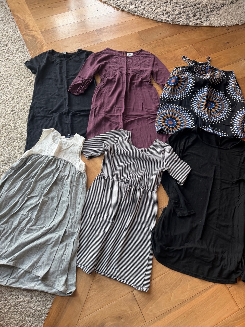 Lot of 6 Gap and Old Navy dresses, girls XL, XXL, and one is women’s petite XS